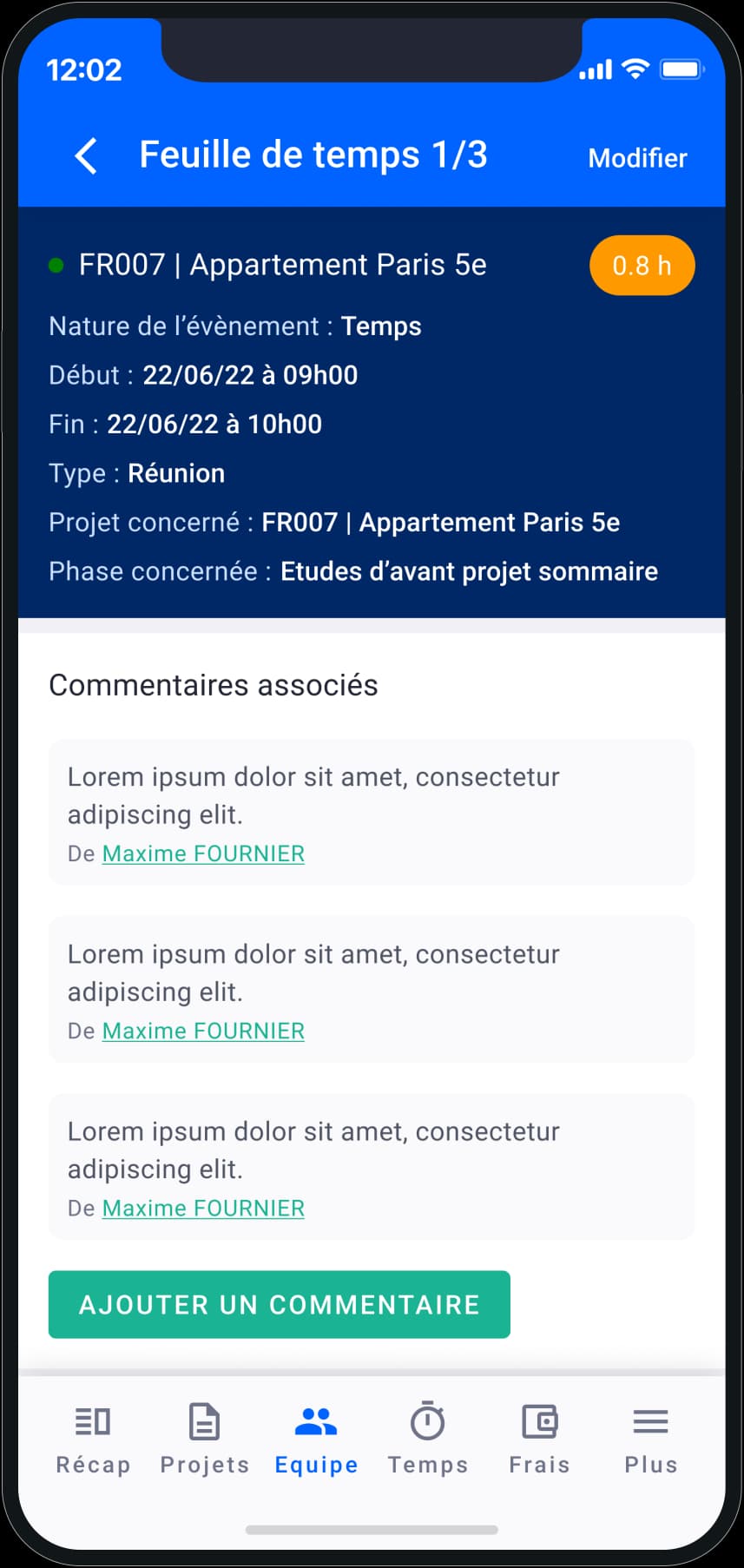 Feuille de temps